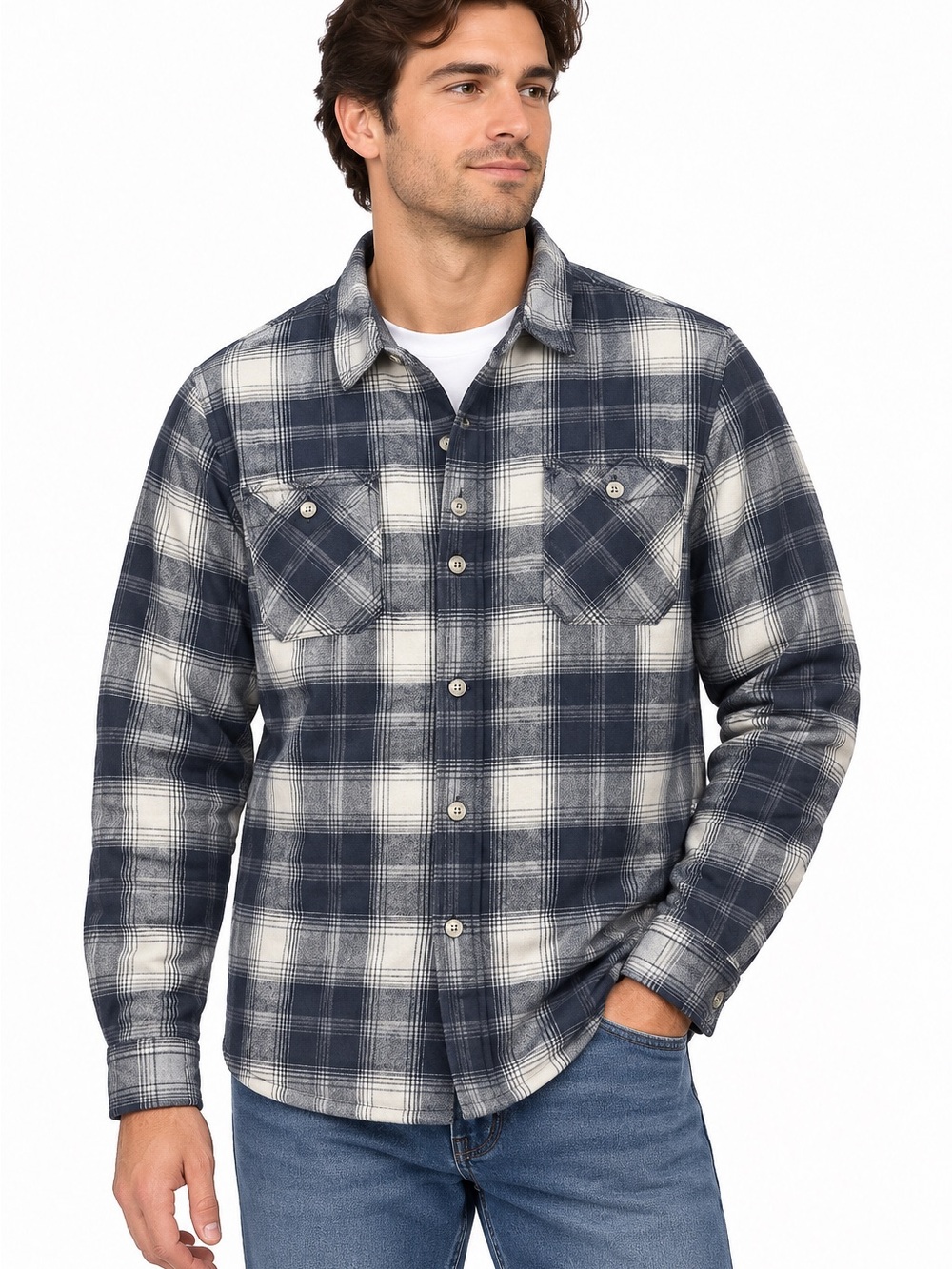 Travis Mathew Mens Shacket Fleece Lined Plaid - Size Small